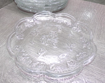 2605 Anchor Hocking Glass Savannah Clear Glass 6" Dessert / Snack Plates Set of 4