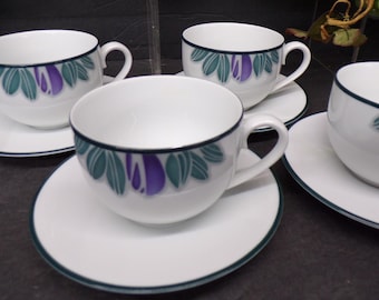 2309 Dansk Eden Set of 8 Made in Portugal (4) 8 oz Cups and (4) Saucers