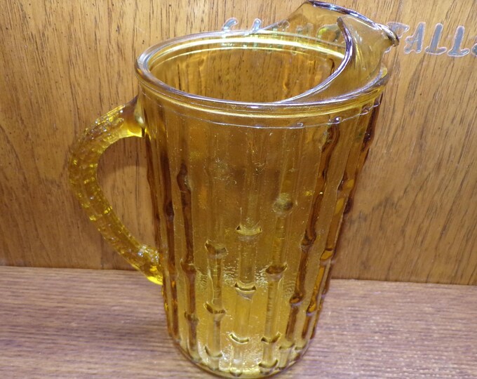 2503 Empoli Art Glass Vintage 9" Beautiful Amber Wax Drip Pitcher - Made in Italy - Great Condition