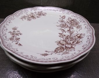 2606 Pioneer Woman Agatha Brown 8" Salad / Snack Plates Set of 4