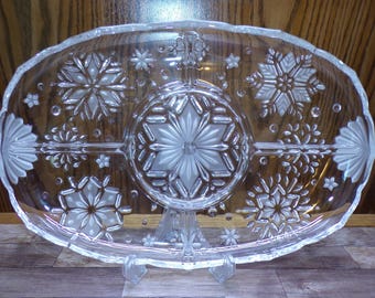 2511 Mikasa Celebrations SA521/345 Snowy Night Collection 15" Vintage Divided Relish Platter - Great Condition in Orig. Box