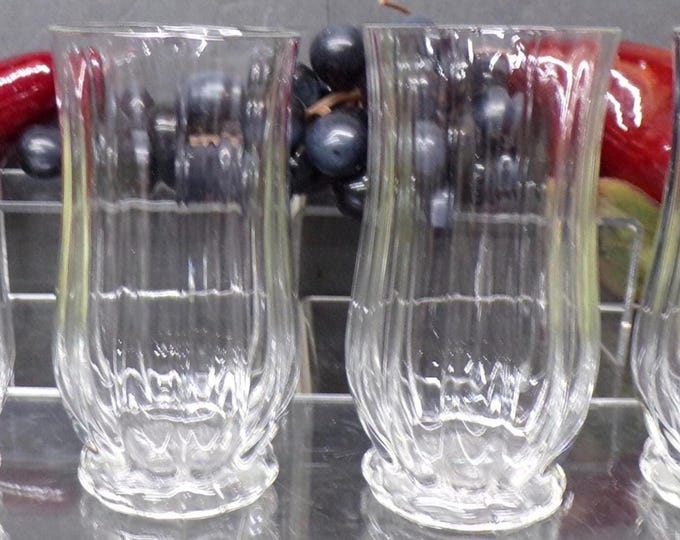 2305 Ribbed Curved Glass Tumblers Vintage 4" - Juice Glasses - Set of 4 - Good Condition No Chips or Cracks