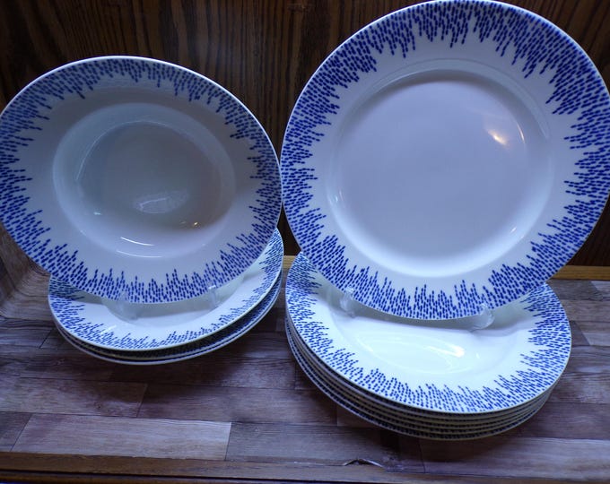 2509 Martha Stewart Stockholm Collection Dinnerware Blue Trim on White - Great Condition Couple Light Scratches Choose From List: