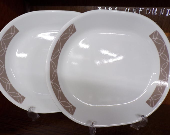 2505 Corelle Pair of Sand Sketch 12" Platters - Great Condition
