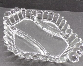 2211 A. H. Heisey Crystolite 9" Clear Glass Vintage Divided Sectional Relish Dish