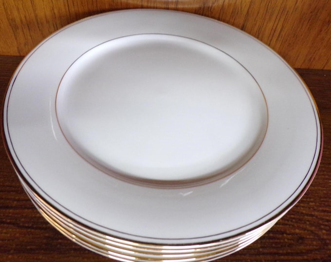 2508 Baum Bros Bands Empress Vintage Fine China Gold Band 10.5" Dinner Plates Set of 5 - Great Condition