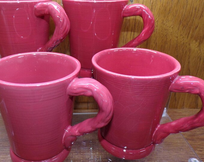 2506 Tracy Porter Pottery The Octavia Hill Collection 12 oz Beautiful Hand-painted Dark Mauve Mugs Set of 4 - Great Condition