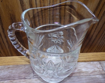 2508 Anchor Hocking Early American Prescut Star of David Vintage 5.5" Mini-Pitcher - Great Condition