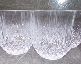 2606 Vintage Cristal D'Arques 24% Lead Crystal 10 oz LongChamp Tumbler Lowball Whiskey Glass Set of 4