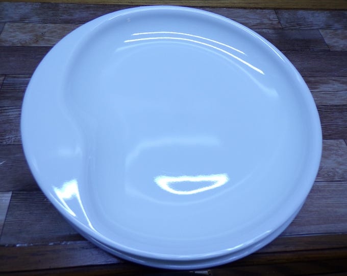 2509 Corelle Winter Frost Pure White Dinnerware 8" Curved Handle Plate Set of 4 - Great Condition