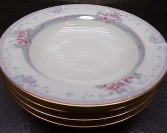 2606 Noritake Magnificence #9736 Bone China 6" Rimmed Bowls Set of 4