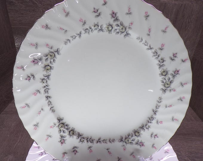 2602 Style House Fine China Picardy Vintage 10.75" Dinner Plates Set of 6 - Grey, Pink, Yellow Floral Swirl Pattern - Great Condition
