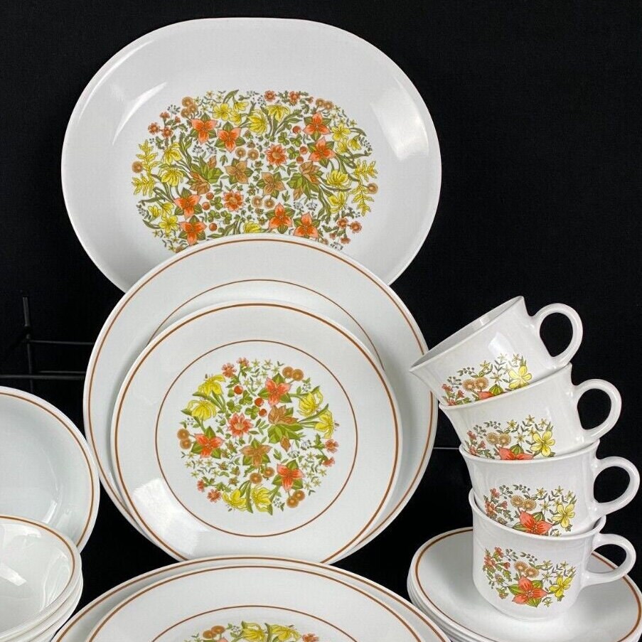 2403 Corelle Indian Summer Vintage Green Orange Yellow Floral Good Condition Some Wear Choose from List