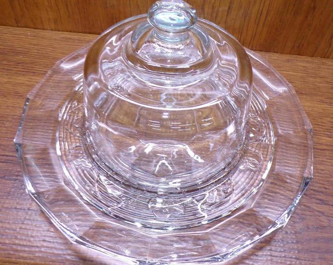 2505 Anchor Hocking Avalon 12" Cheese Tray Platter Embossed Flower w/ Dome Cover for Center