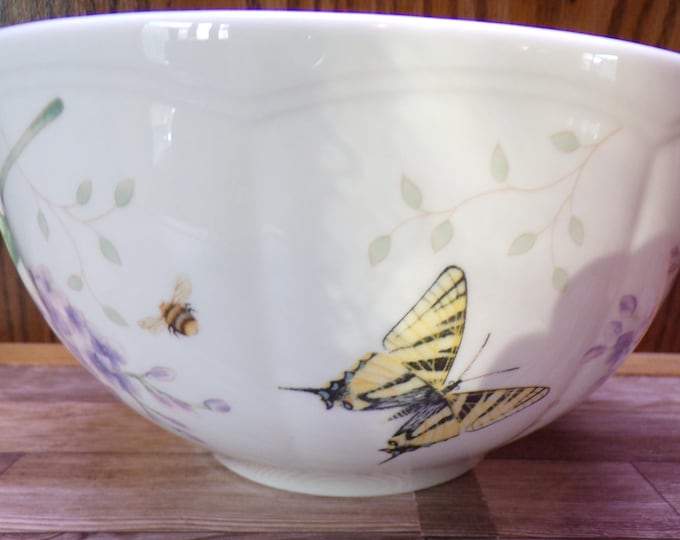 2511 Lenox Butterfly Meadow by Louise Le Luyre Ultra Fine Porcelain 7" Round Bowl 4" Deep - Great Condition