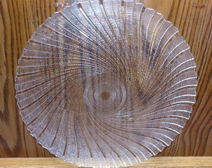 2511 Arcoroc Seabreeze Swirl Tempered Textured Glass 13" Decorative Serving Tray Platter Made in France - Good Condition