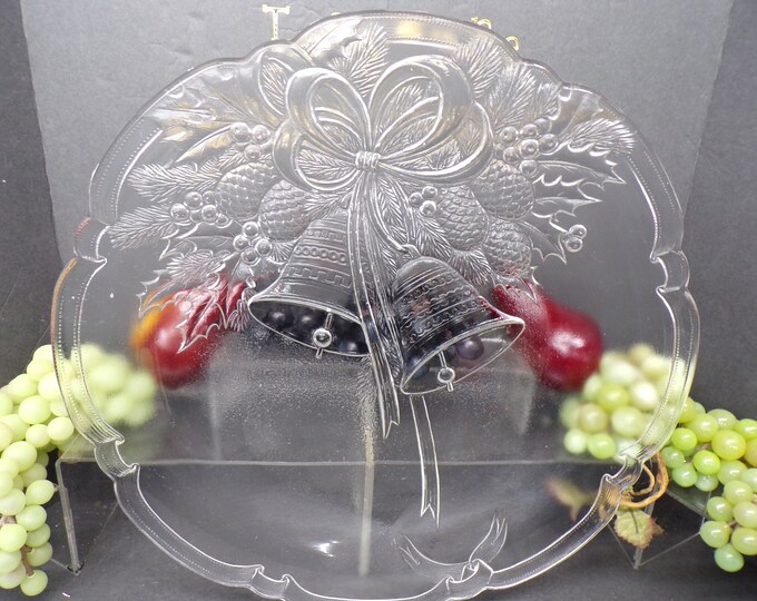 2309 Mikasa Crystal Treasures Holiday Bells 15" VintageTextured Platter - Good Condition No Chips or Cracks