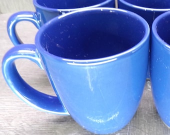 2602 Corelle Coordinates Stoneware 12 oz 4" Blue Coffee Mugs / Cups Set of 4