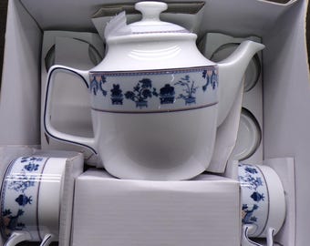 2608 Minh Long Jasmine Fine Porcelain 14 pc Complete Tea Set New in Box