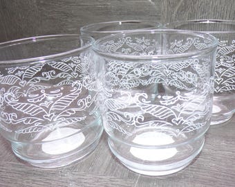 2609 Indiana Glass Recollection #4533 White Lace 3.5" 10 oz Lowball Set of 4