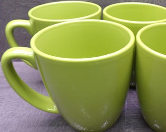 2605 Corelle Stoneware 12 oz Lime Green Coffee Mugs Set of 4