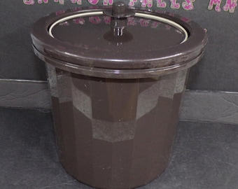 2301 Tupperware Mocha Brown 3 pc Ice Bucket with Starburst Seal Lid Vintage Seals Good