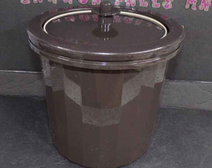 2301 Tupperware Mocha Brown 3 pc Ice Bucket with Starburst Seal Lid Vintage Seals Good