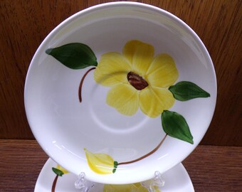 2505 Blue Ridge Southern Pottery Vintage Ridge Daisy 6.25" Saucers Set of 3 & One 6.25" Bread Plate