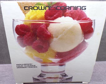2608 Crown Corning Glass Works 13 oz Footed Dessert Cups Set of 4