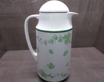 2602 Corning Corelle Callaway Green Ivy Vintage Thermique Carafe 10.5" Thermos Pitcher - Great Condition - Inside Clean