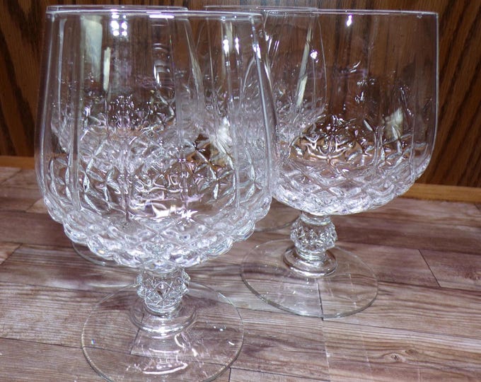 2510 Vintage Cristal D'Arques Paris 24% Lead Crystal LongChamp Clear 5" Stemmed Wine Goblet Set of 4 - Chip on 1 Base Others Good Condition