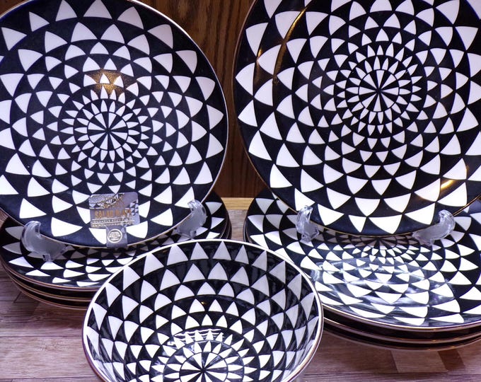 2510 Thyme & Table Stoneware Black and White Check Dinnerware - Good Condition Slight Crazing Choose From List: