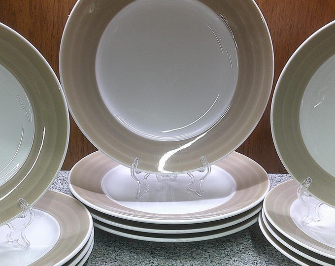 2409 Williams Sonoma Newport Porcelain Dinnerware Set Made in Japan Beige Sand Rim - Great Condition Choose from List: