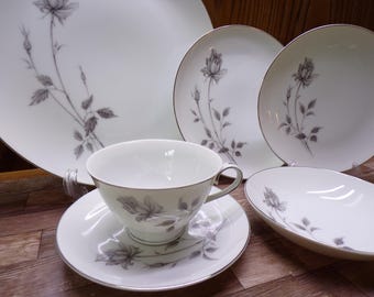 2511 Cordon Bleu #5881 Lasting Rose Vintage Fine China Dinnerware Silver Roses Silver Rim - Great Condition Choose from List: