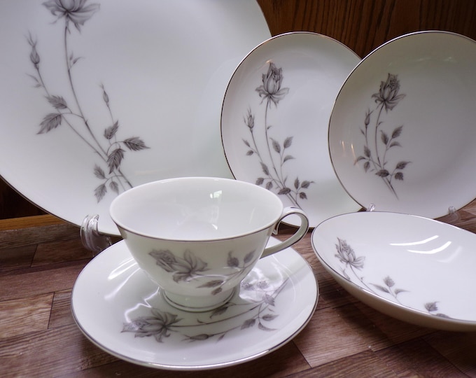 2511 Cordon Bleu #5881 Lasting Rose Vintage Fine China Dinnerware Silver Roses Silver Rim - Great Condition Choose from List: