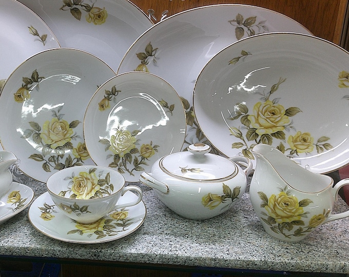 2408 Harmony House Yellow Rose Fine China HH Sunshine Yellow - Great Condition Light Wear on Gold Rim - Choose from List: