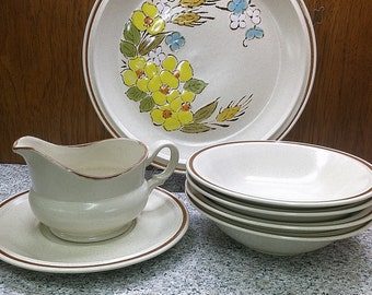 2406 Hearthside Floral Expressions Vintage Hand-Decorated Stoneware Made in Japan- Choose from List: