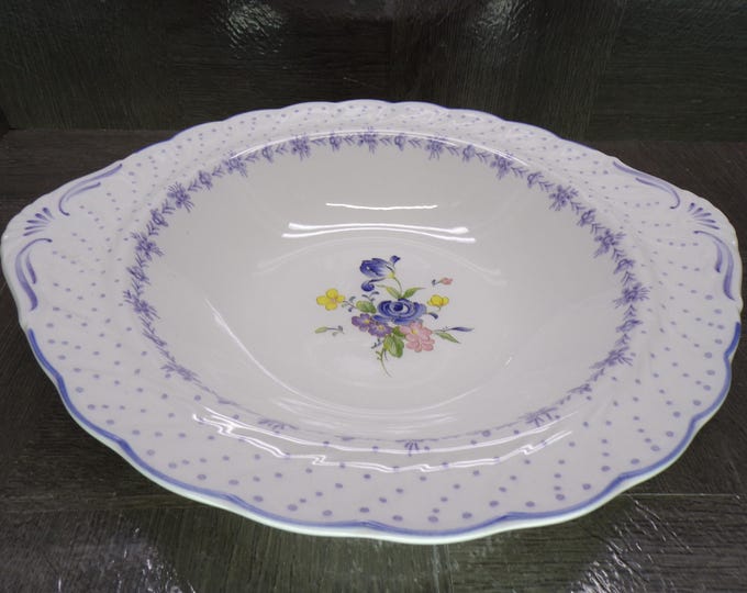 2602 Nikko Blossomtime Blue Peony Swirl 10" Vegetable Serving Bowl - Fine Bone China - Excellent Condition