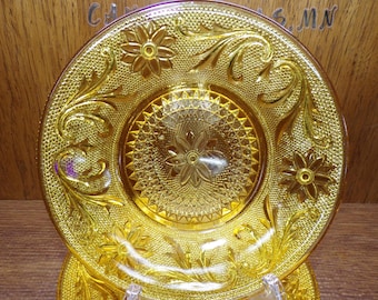 2507 Indiana Glass Tiara Sandwich 7.25" Salad / Snack Plates Set of 6 - Burnt Honey Amber - Pre-owned Great Condition