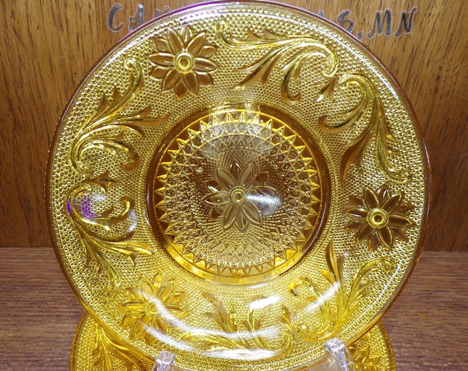 2507 Indiana Glass Tiara Sandwich 7.25" Salad / Snack Plates Set of 6 - Burnt Honey Amber - Pre-owned Great Condition