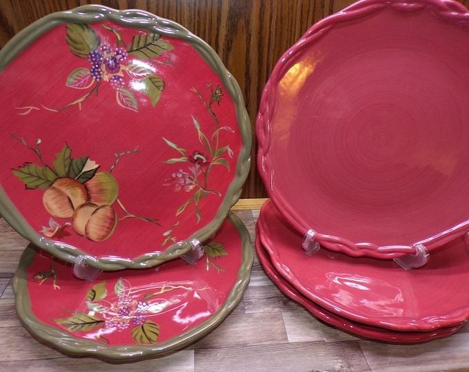 2509 Tracy Porter Pottery The Octavia Hill Collection 11" Dinner Plates Set of 5 Beautiful Hand-painted - Chip on 1 Rim Others Great Cond.