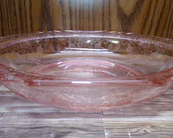 2511 Hazel Atlas Florentine Poppy Peach / Pink 1930's Depression Glass 9" Decorative Bowl - Great Condition