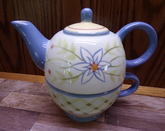 2509 Capri ware Tea For One Hand-painted 3 pc Teapot Mug Set - Good Condition Slight Crazing