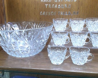 2402 Anchor Hocking Arlington Punch Bowl 18 Pc Vintage Set - Etsy