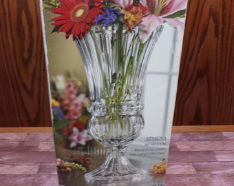 2509 Fifth Ave. Crystal Athena 16" Footed Lead Crystal Hurricane Vase Made in Czech Republic - Excellent Condition in Original Box