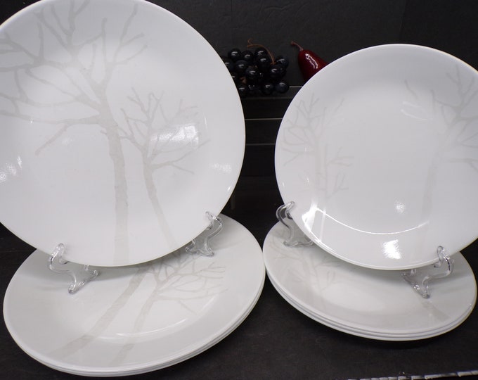 2310125 Corelle 8 Pc Set Silver Tree Frost 4 10.25 Dinner Plates & 4 8.