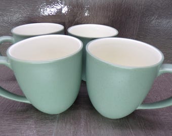 2602 Noritake Stoneware Colorwave #8485 Green 4" 11 oz Mugs Set of 4 White Interior - Great Condition
