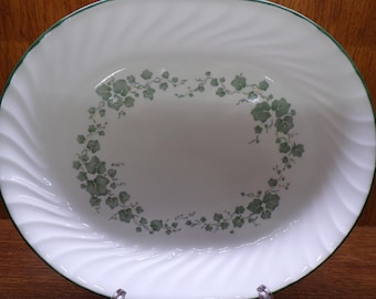 2507 Corelle Callaway Green Ivy Swirl 12 Inch Oval Serving Platter - Pre-owned Great Condition