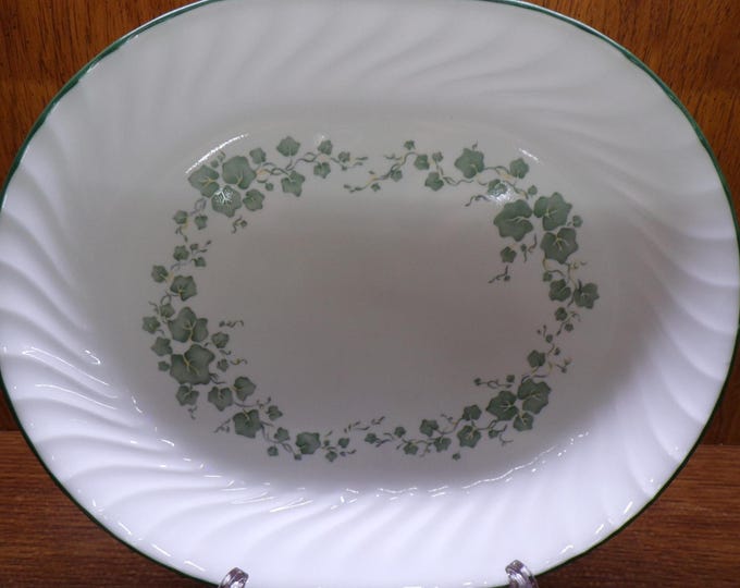 2507 Corelle Callaway Green Ivy Swirl 12 Inch Oval Serving Platter - Pre-owned Great Condition