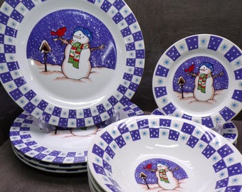2606 Snowman Cardinal Christmas Holiday Vintage Stoneware Choose from List: